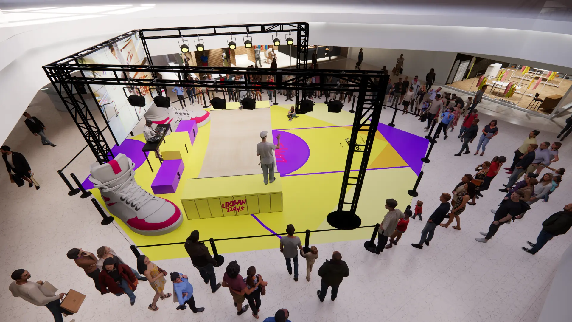 Vue latérale gauche de l’espace skate