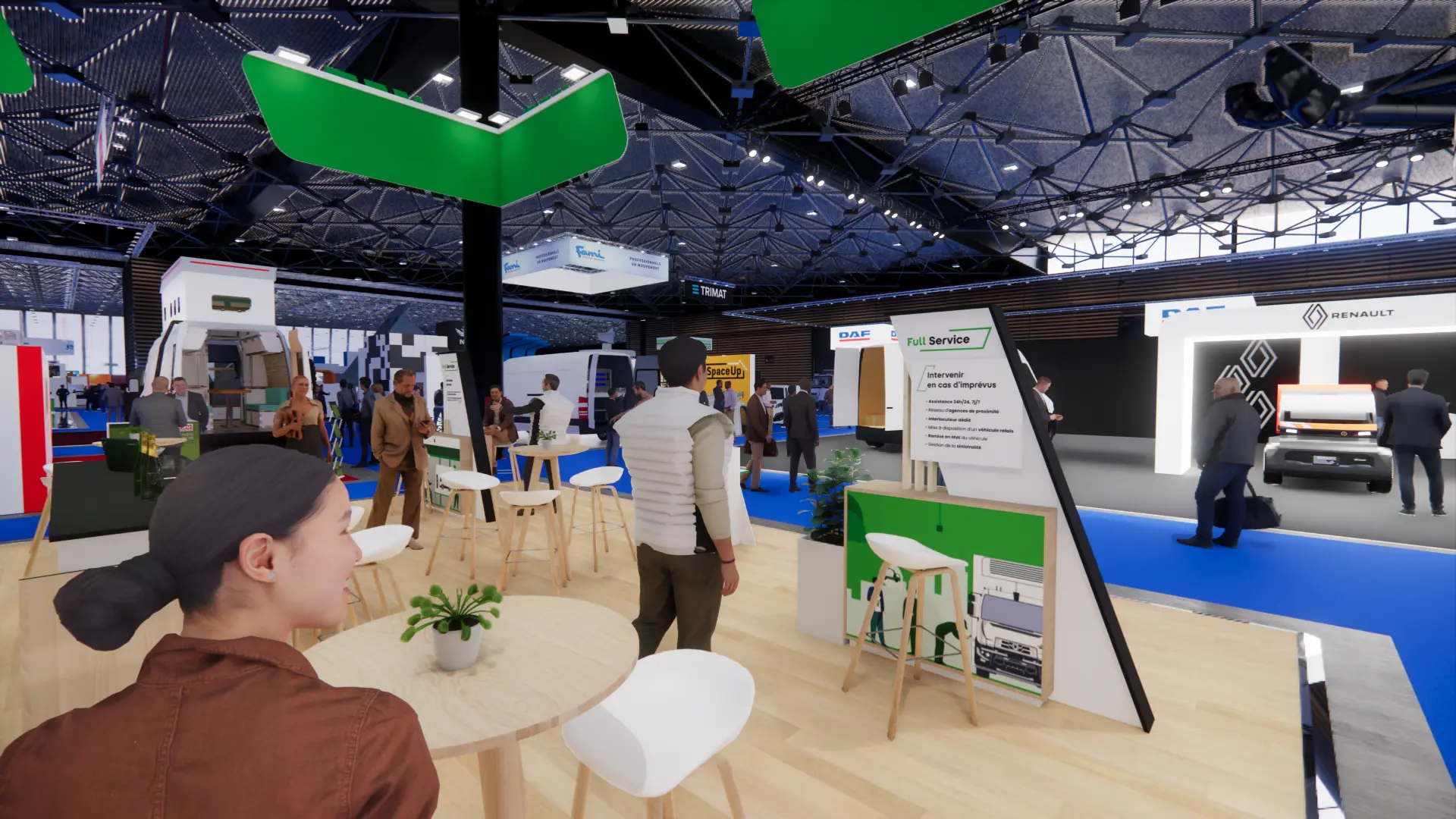 Circulation intérieure du stand vers les allées du salon