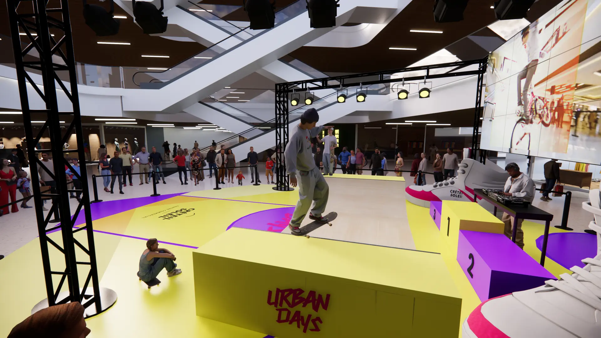 Vue du public face à l’espace skate